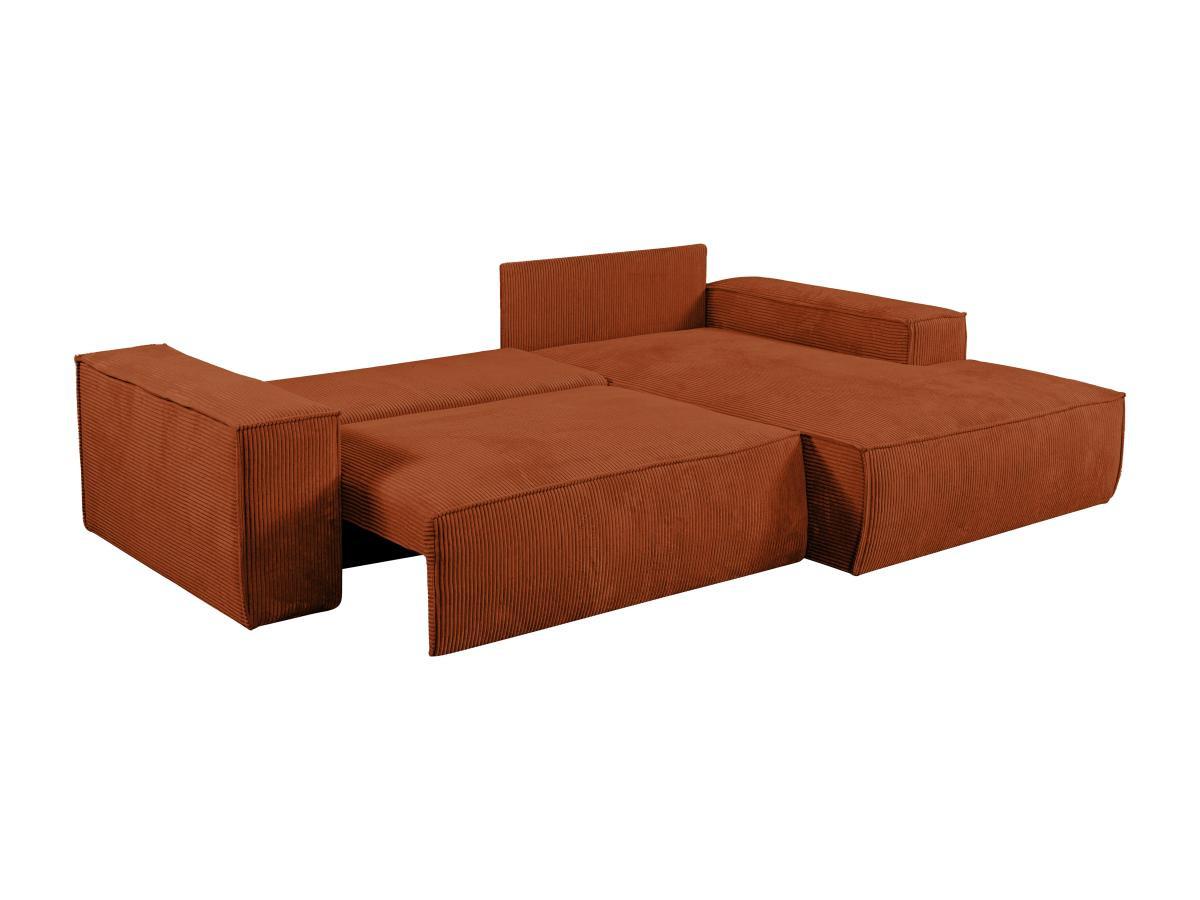 Vente-unique Ecksofa mit Schlaffunktion - Ecke rechts - Cord - Terracotta - AMELIA  