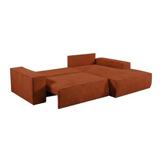 Vente-unique Ecksofa mit Schlaffunktion - Ecke rechts - Cord - Terracotta - AMELIA  