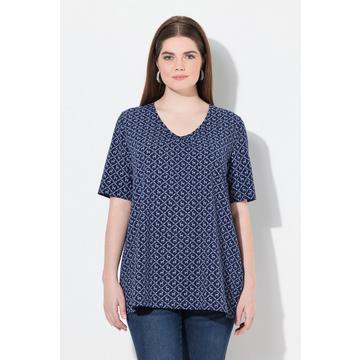 T-shirt dal taglio svasato con fantasia in tradizionale stile Tracht, scollo a V e mezze maniche