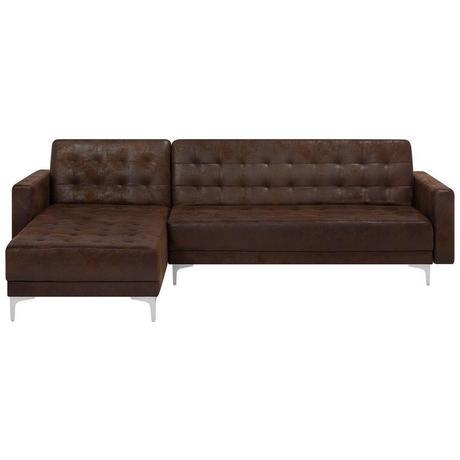 Beliani Ecksofa aus Kunstleder Retro ABERDEEN  