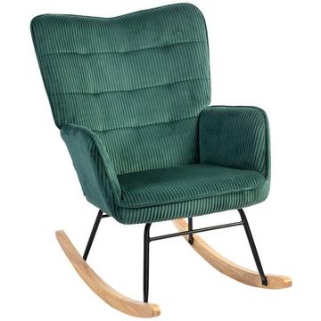 Chaise à bascule, chaise à bascule aspect cordon, accoudoir, fauteuil avec patins en bois, chaise de relaxation pour salon, chambre à coucher, vert foncé
