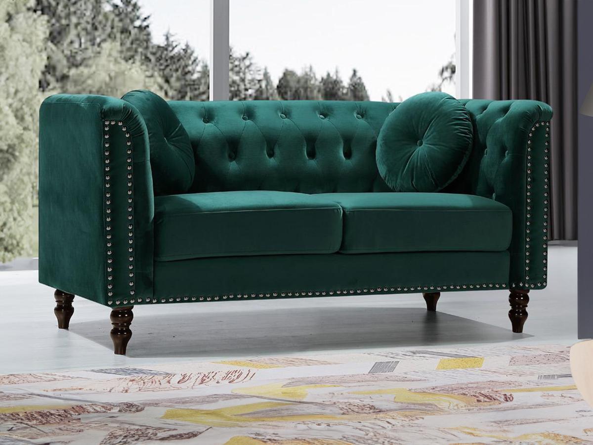 Vente-unique Sofa 2-Sitzer - Samt - Grün - TURNER  