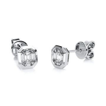 Boucles d'oreilles 585/14K or blanc diamant 0,39ct.