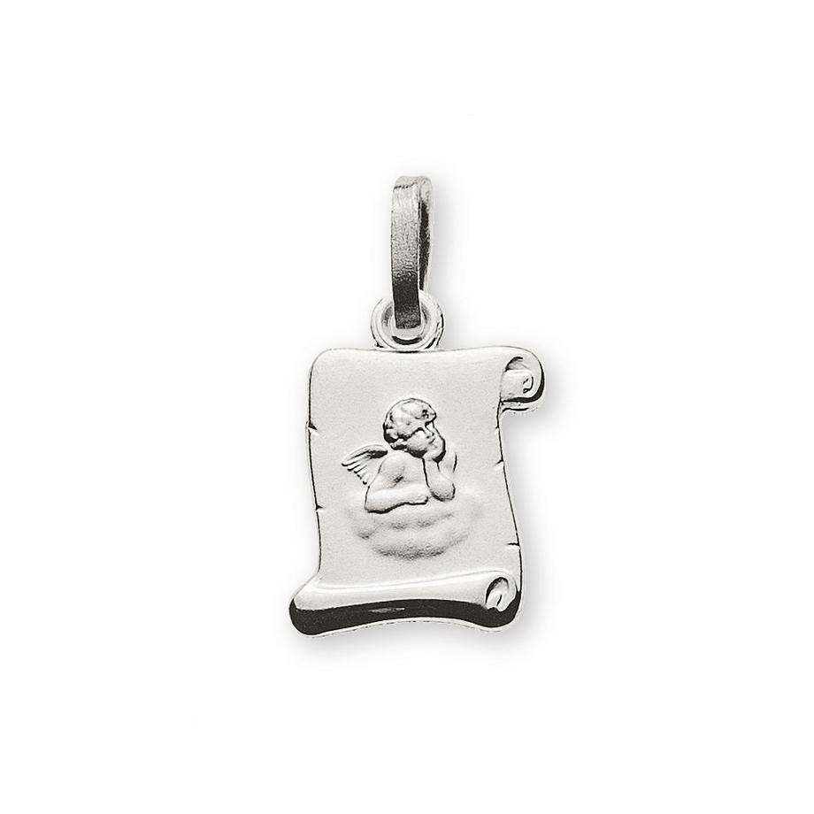 Pendentif ange en or blanc 750 Parchemin, 16x10mm