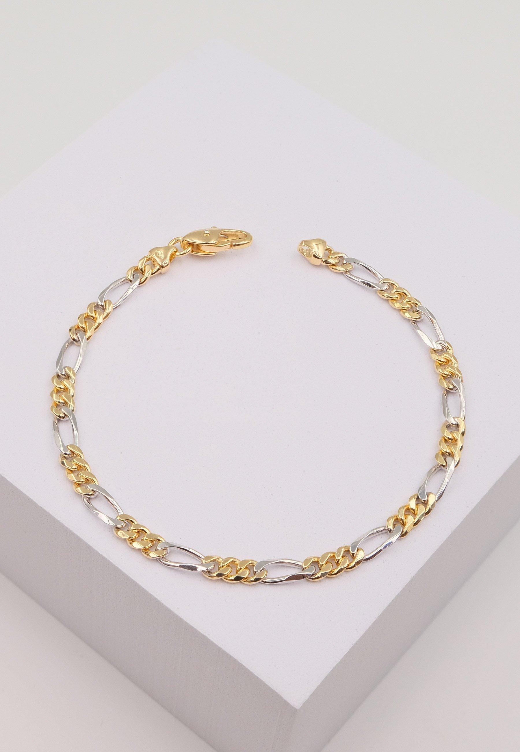 MUAU Schmuck  Bracelet Figaro Bicolor Gelb-/Weissgold 750, 19cm, 4mm 