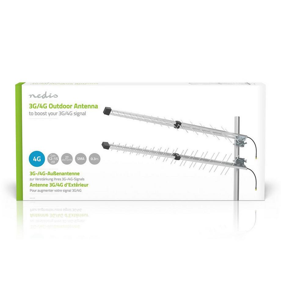 Nedis  Antenne 5G / 4G / 3G | 4G | Extérieur | 698 - 3800 MHz | Gain : 15 dB | 0.30 m | Argent 
