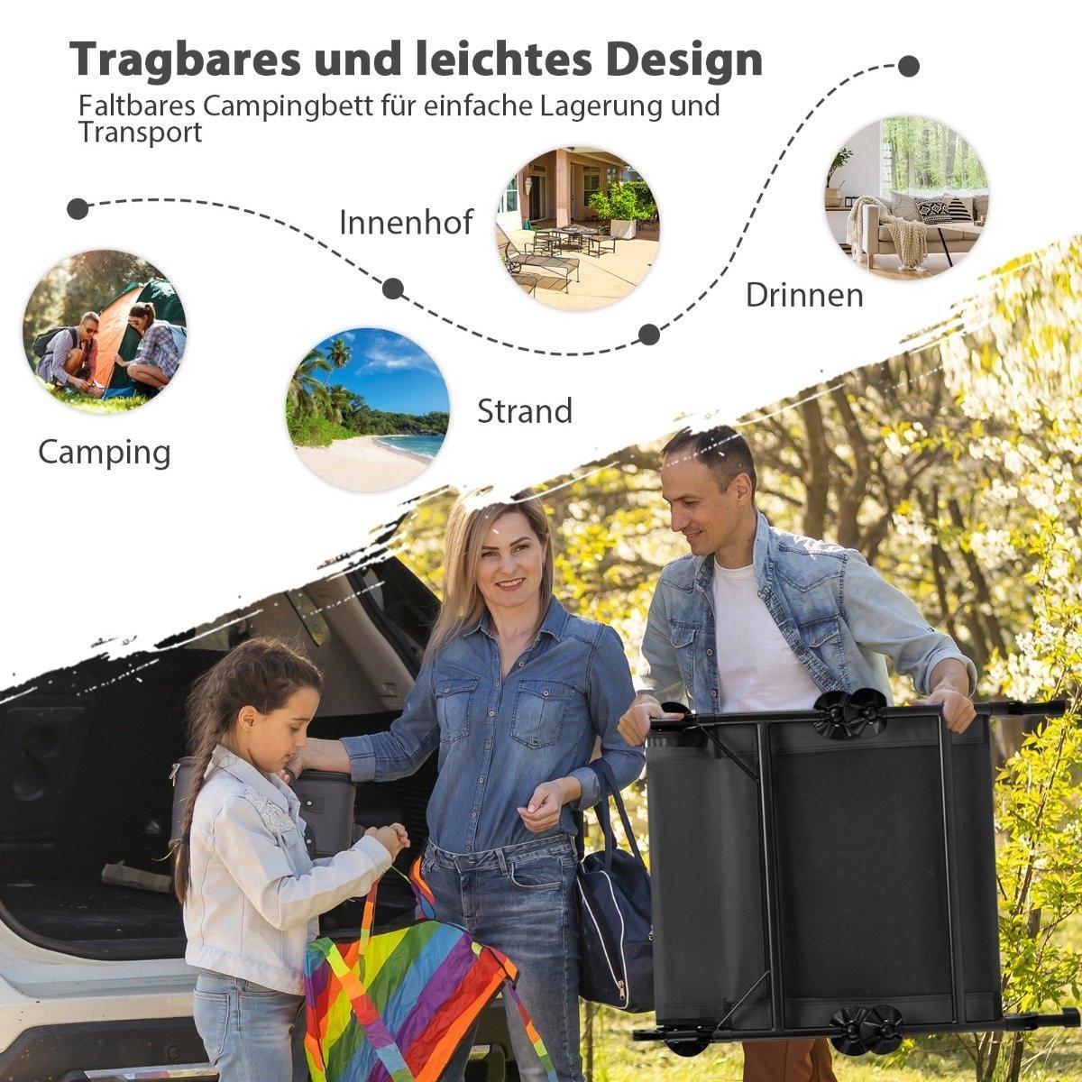 Northix  Klappbares Campingbett mit Abnehmbarer Matratze 194 x 66 x 29 cm Grau 