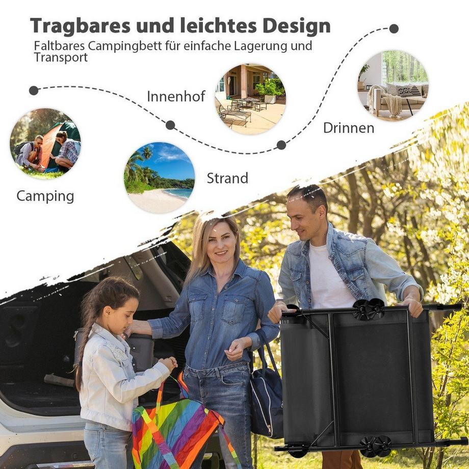 Northix  Klappbares Campingbett mit Abnehmbarer Matratze 194 x 66 x 29 cm Grau 