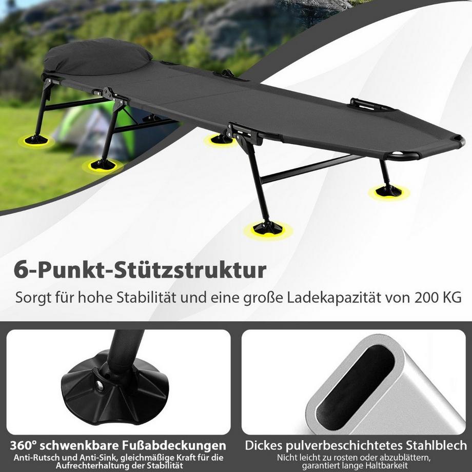 Northix  Klappbares Campingbett mit Abnehmbarer Matratze 194 x 66 x 29 cm Grau 