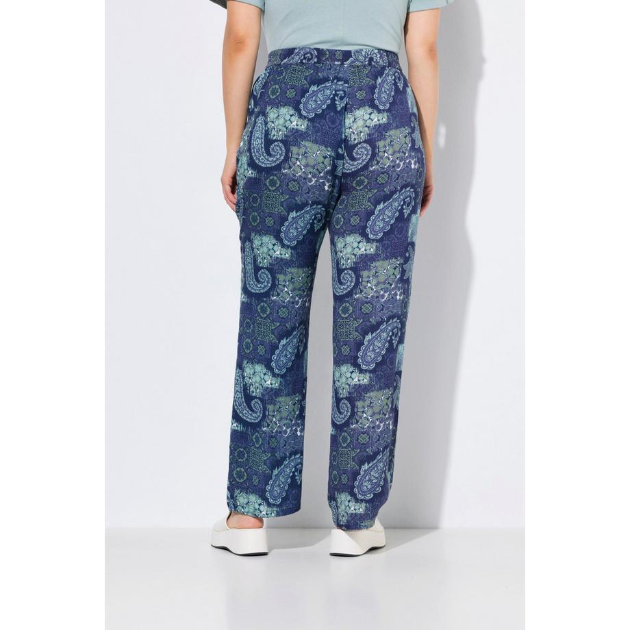 Ulla Popken Rose Paisley Weites Bein Krepp Hose  