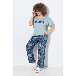 Ulla Popken Rose Paisley Gamba Larga Crêpe Pantaloni  