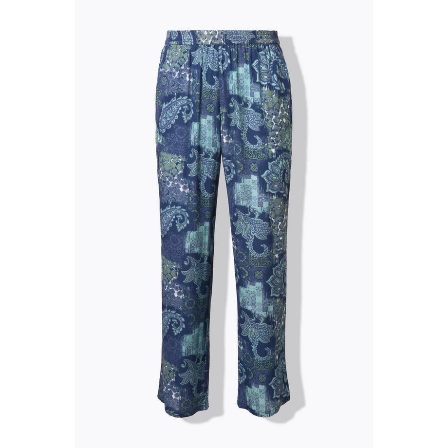Ulla Popken Rose Paisley Weites Bein Krepp Hose  