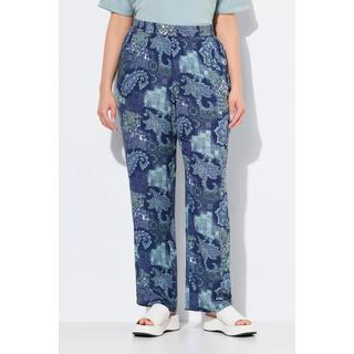 Ulla Popken Rose Paisley Gamba Larga Crêpe Pantaloni  