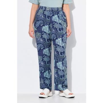 Pantaloni modello Rose in crêpe con Paisley, taglio della gamba ampio e cintura elastica