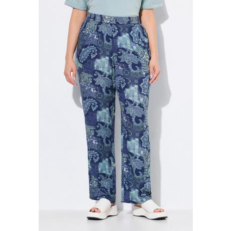 Ulla Popken Rose Paisley Gamba Larga Crêpe Pantaloni  