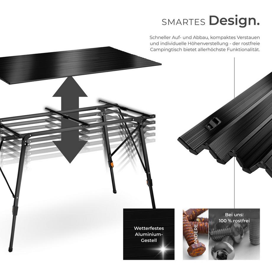 Tectake  Campingtisch Bastian faltbar aus Aluminium 