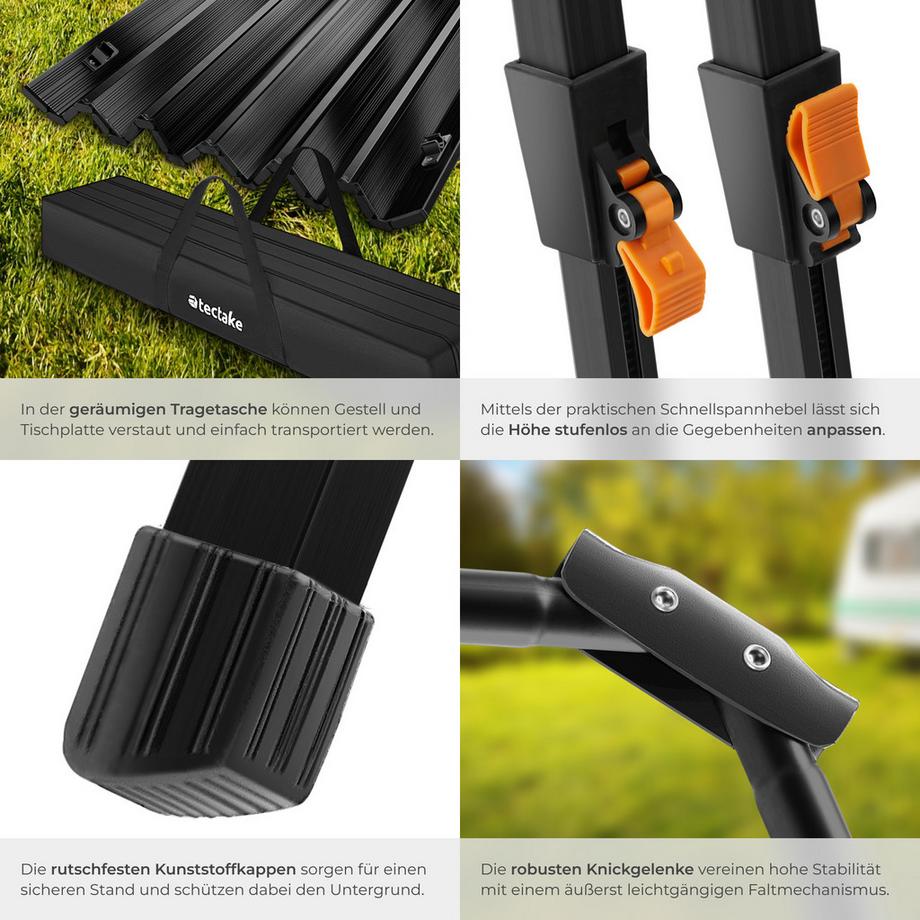 Tectake  Campingtisch Bastian faltbar aus Aluminium 