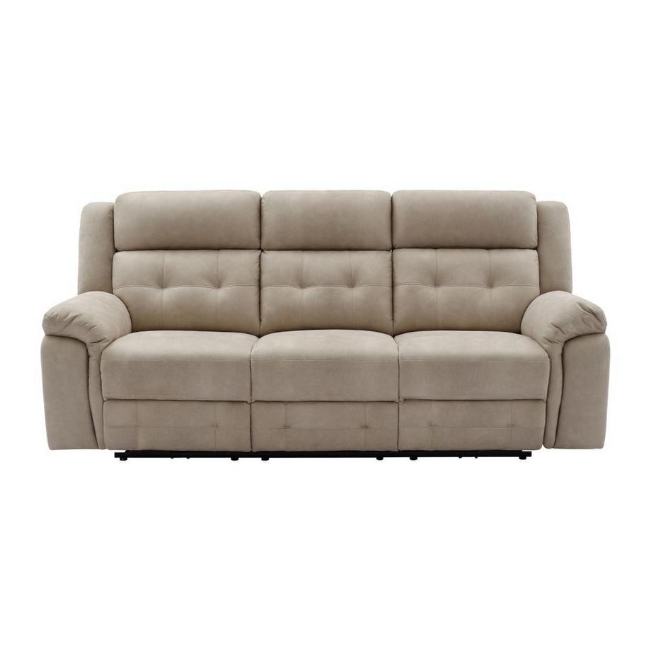 Vente-unique Divano 3 posti relax elettrico in Microfibra Beige - ORTIANO  