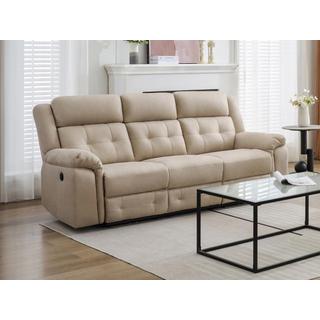 Vente-unique Divano 3 posti relax elettrico in Microfibra Beige - ORTIANO  
