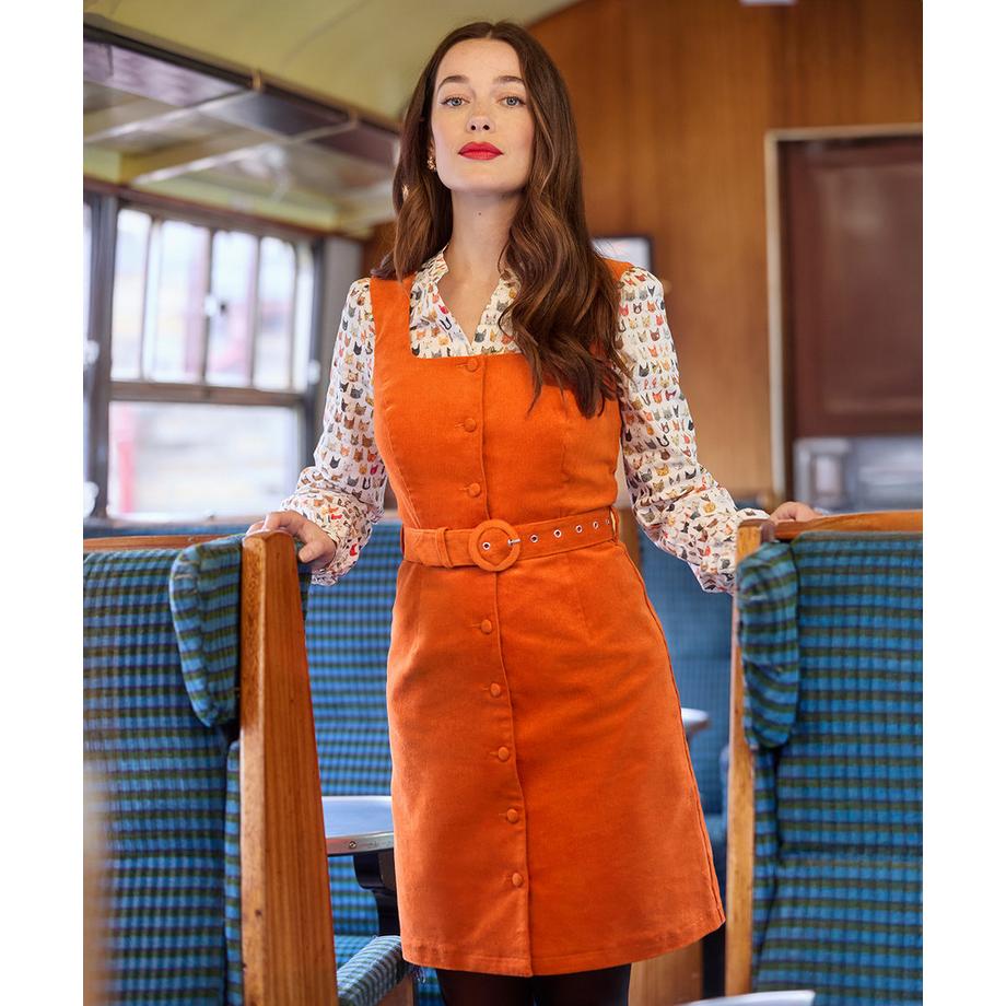 Joe Browns Oranges Cord-Latzkleid  