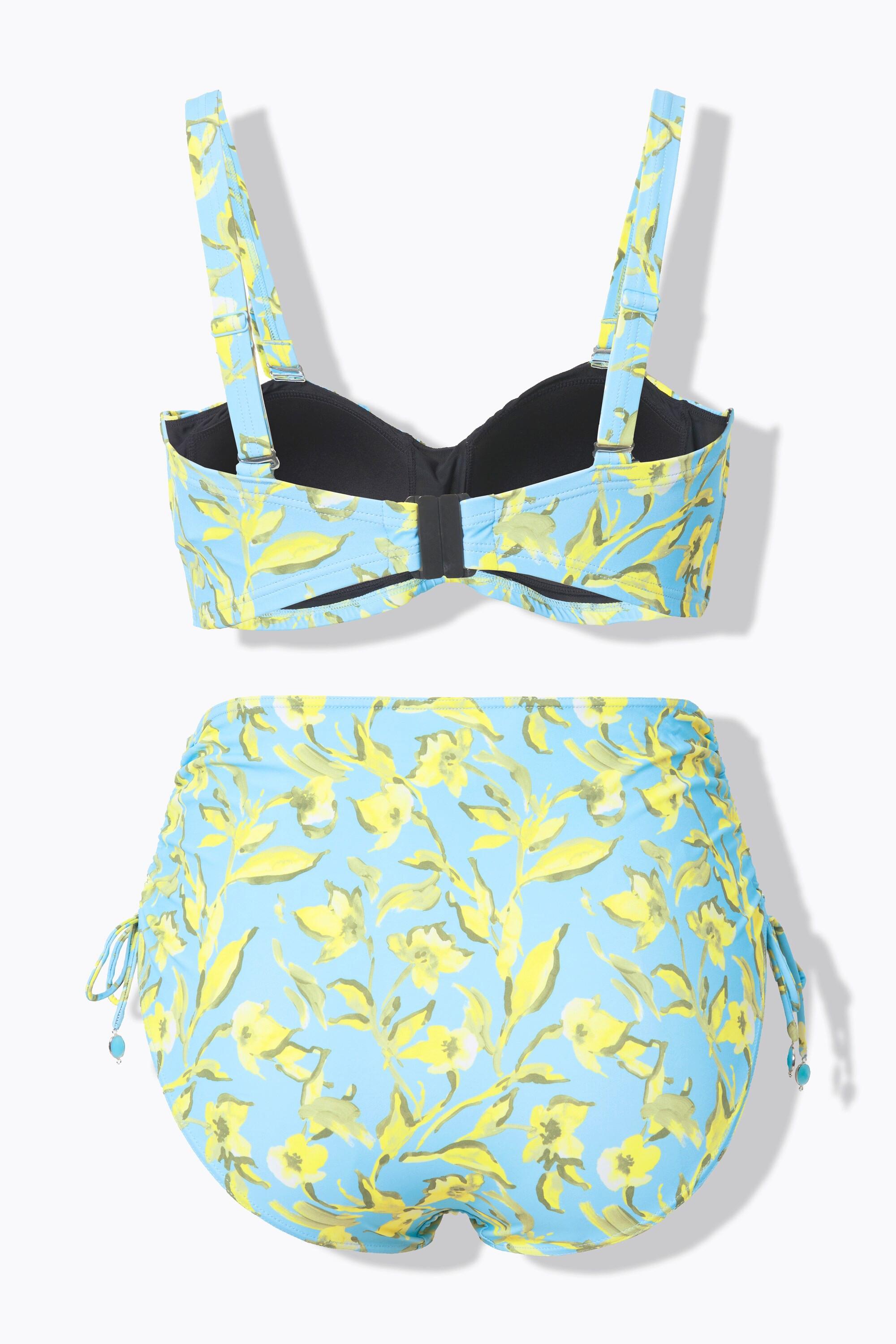 Ulla Popken Bikini à bretelles réglables rubans fantaisie imprimé fleurs  