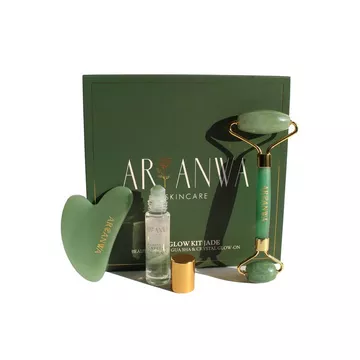 GUA SHA, Rullo di Giada & ROLL ON SET -The GLOW KIT JADE