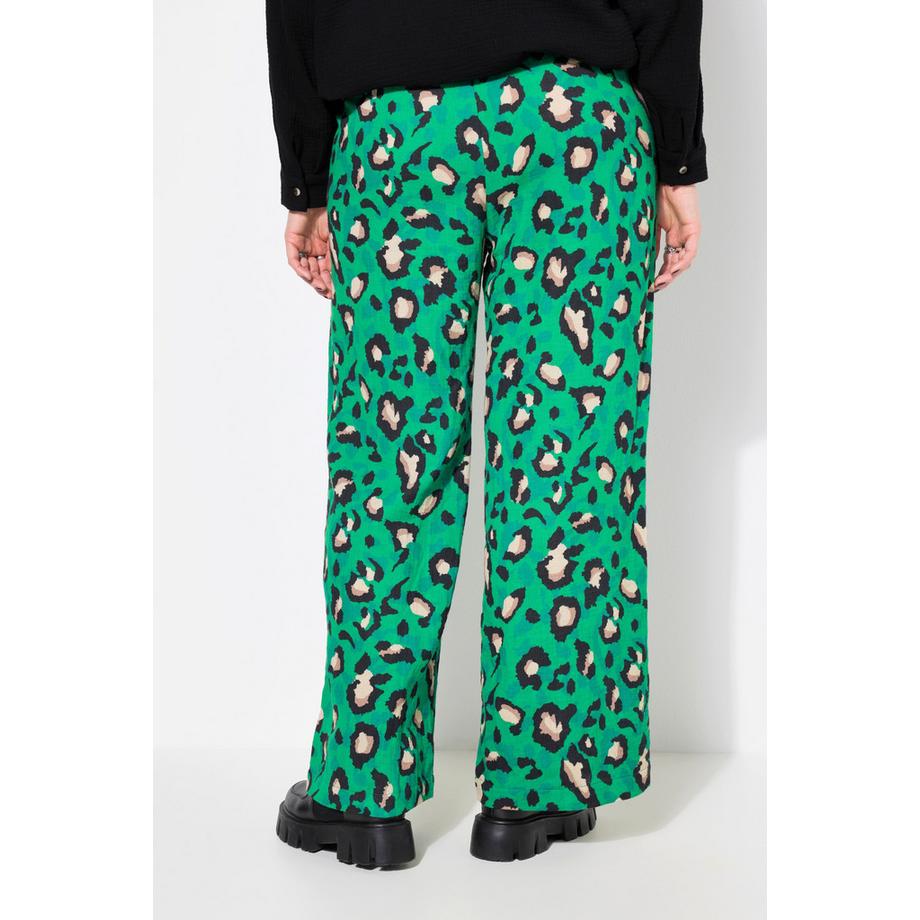 Studio Untold Pantalon Wide Leg Mousseline Imprimé Animal  