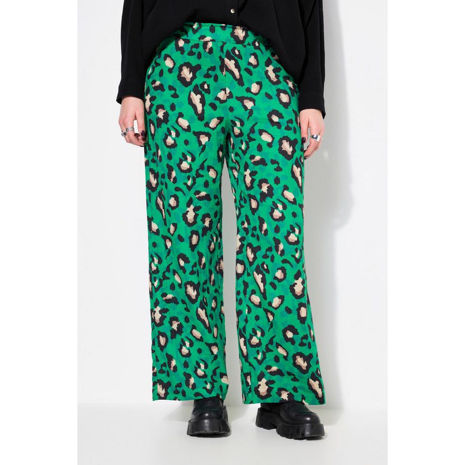 Studio Untold Pantalon Wide Leg Mousseline Imprimé Animal  