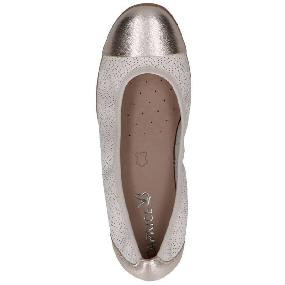 CAPRICE Perforierte Ballerinas mit metallischem Zehenkappen-Design  