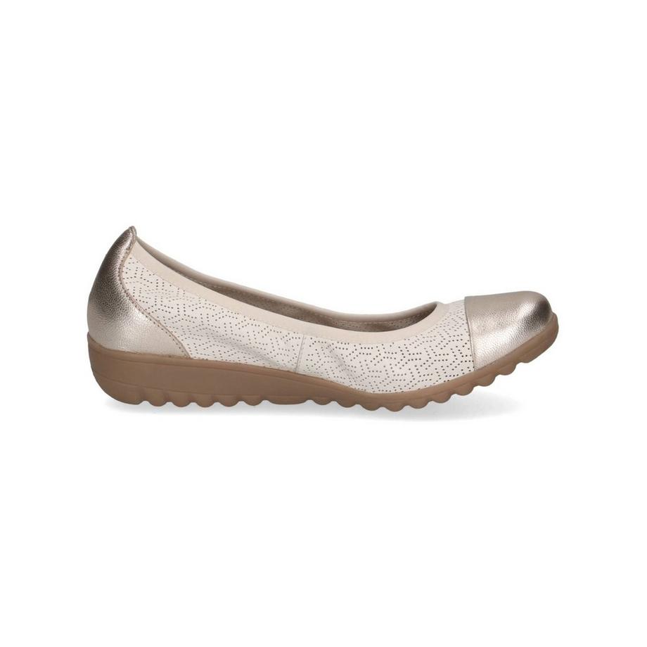 CAPRICE Perforierte Ballerinas mit metallischem Zehenkappen-Design  