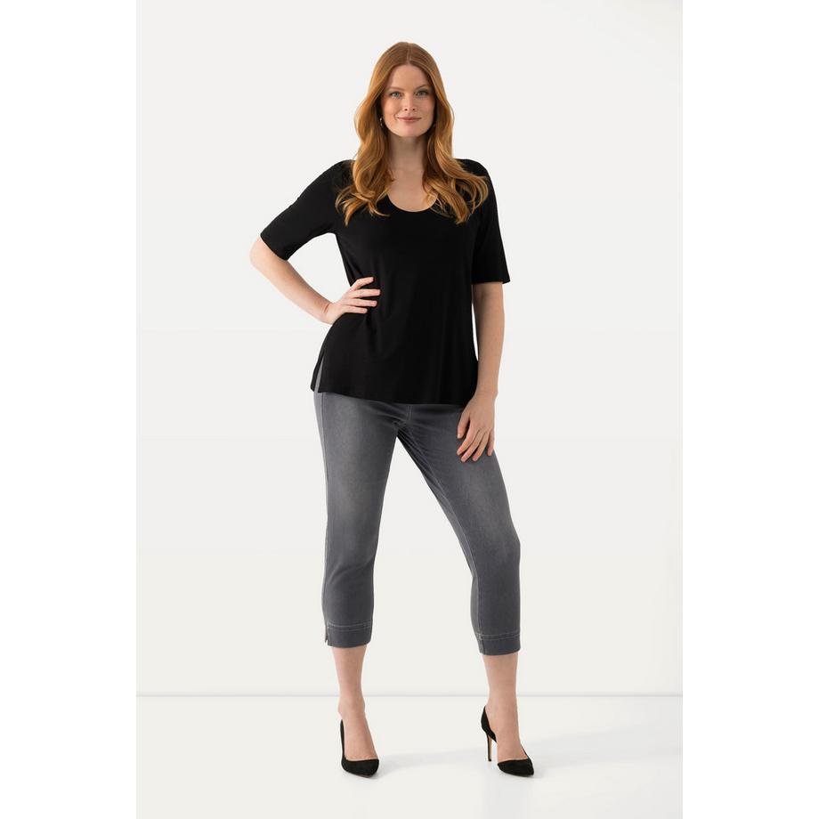 Ulla Popken Jersey Capri Sienna schmales Bein Saumschlitze  