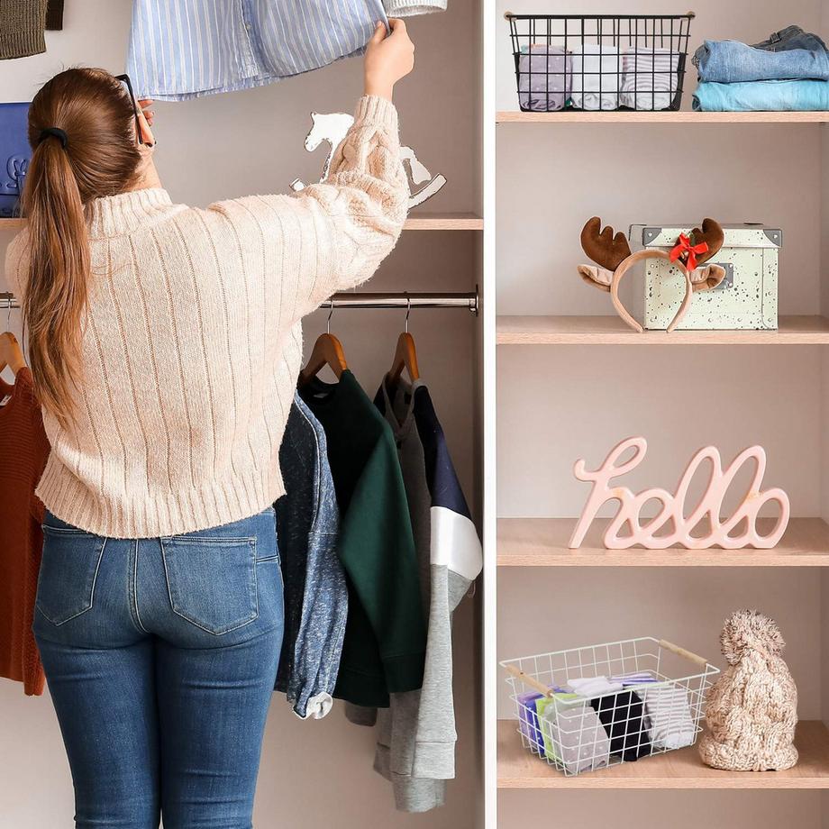 Northix Cestini in filo metallico con manici in legno, confezione da 3  