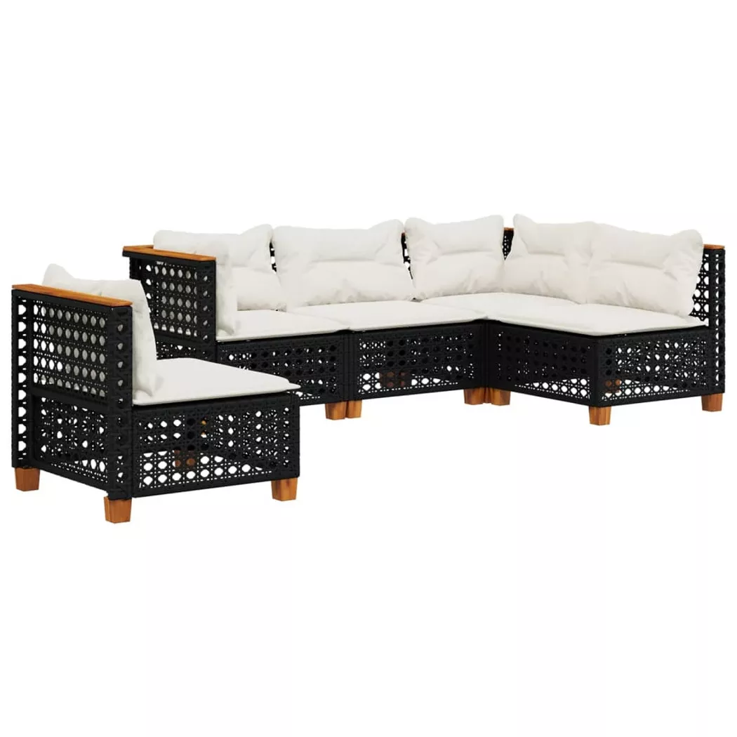 VidaXL - Garten sofagarnitur poly-rattan, One Size, Schwarz