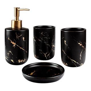 eStore Badezimmer-Set in 4 Teilen - Schwarz  