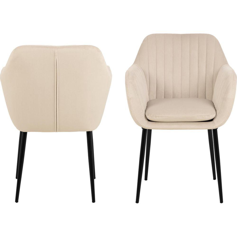 mutoni Fauteuil Milano VIC Tissu sable surpiqûre longitudinale noir  