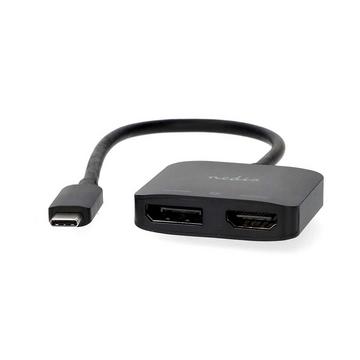 USB-C™-Adapter | USB 3.2 Gen 1 | USB-C™-Stecker | DisplayPort-Buchse / HDMI™-Ausgang | 8K@30Hz | 0,20m | Rund | Vernickelt | Schwarz | Kasten
