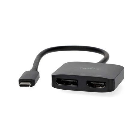 Nedis  USB-C™-Adapter | USB 3.2 Gen 1 | USB-C™-Stecker | DisplayPort-Buchse / HDMI™-Ausgang | 8K@30Hz | 0,20m | Rund | Vernickelt | Schwarz | Kasten 