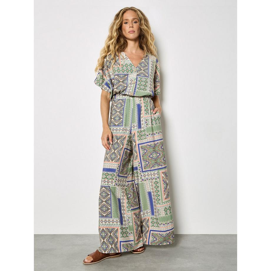 APRICOT Folk Patchwork-Hose mit weitem Bein  