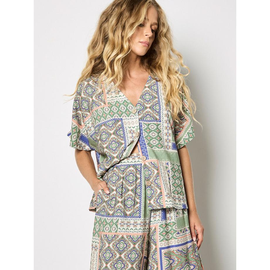 APRICOT Folk Patchwork-Hose mit weitem Bein  