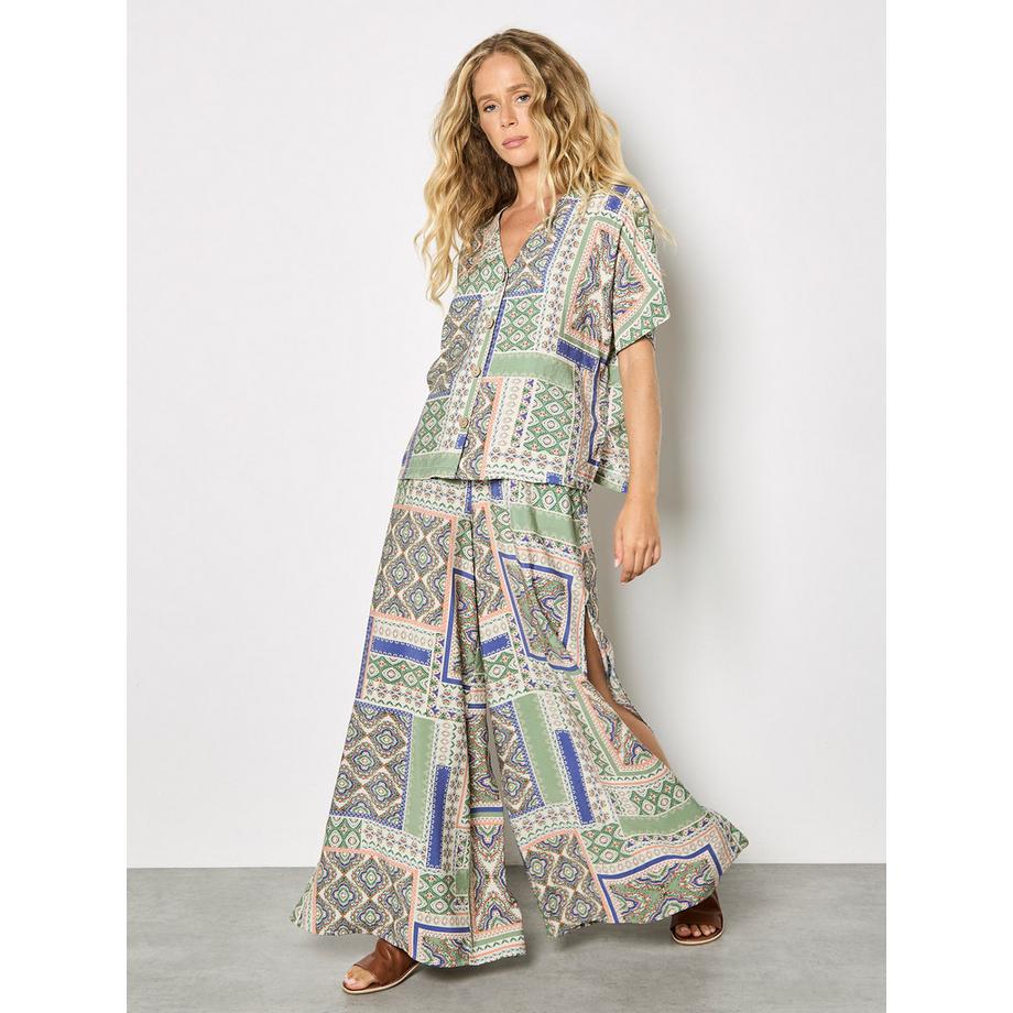APRICOT Folk Patchwork-Hose mit weitem Bein  