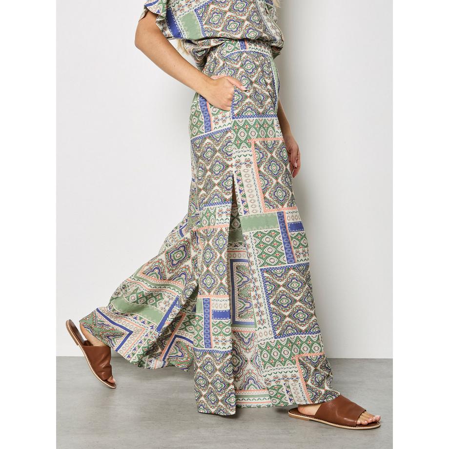 Folk Patchwork-Hose mit weitem Bein