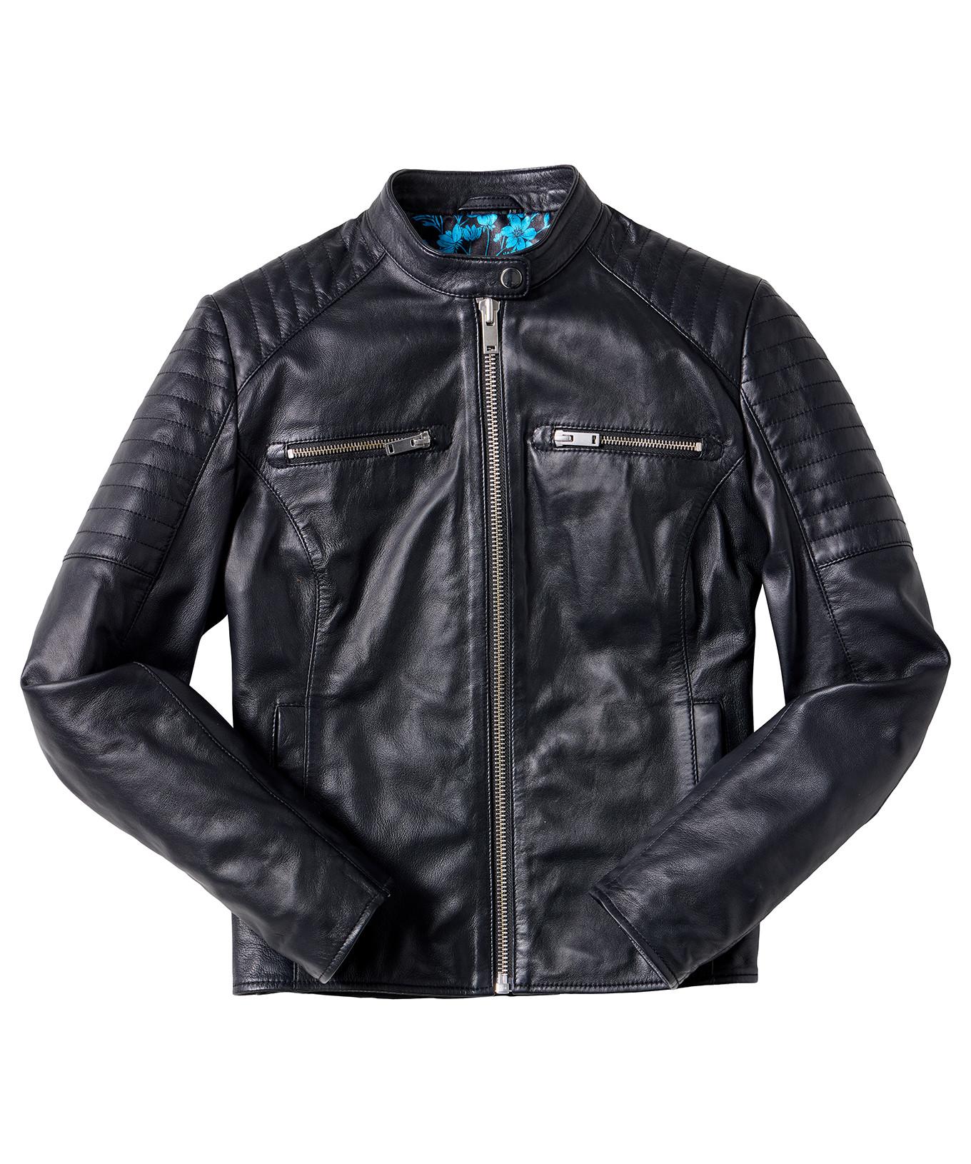 Joe Browns Klassische Bikerjacke Gesteppte Lederärmel  