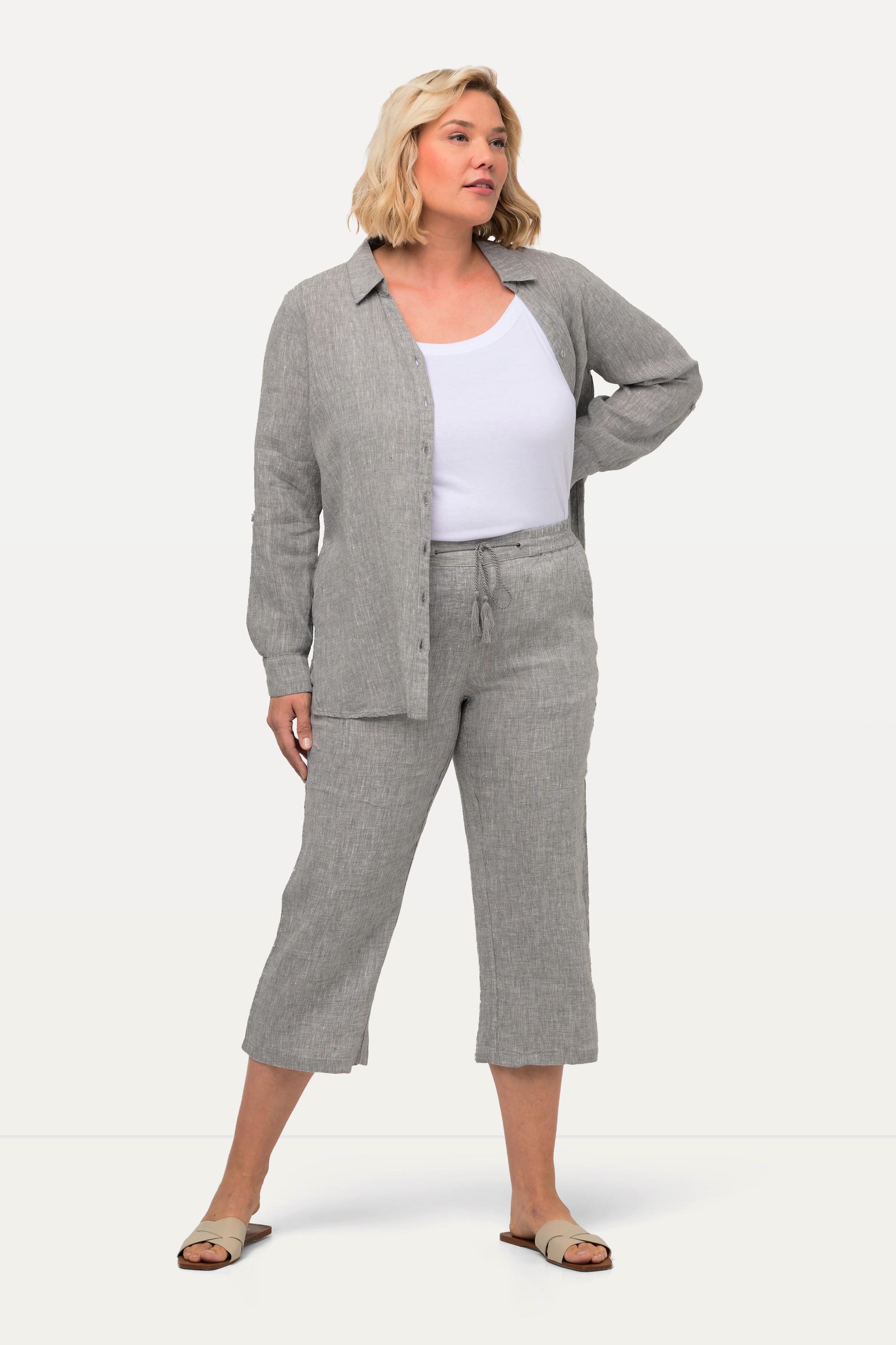 Ulla Popken 7/8 Leinenhose Elastischer Bund  