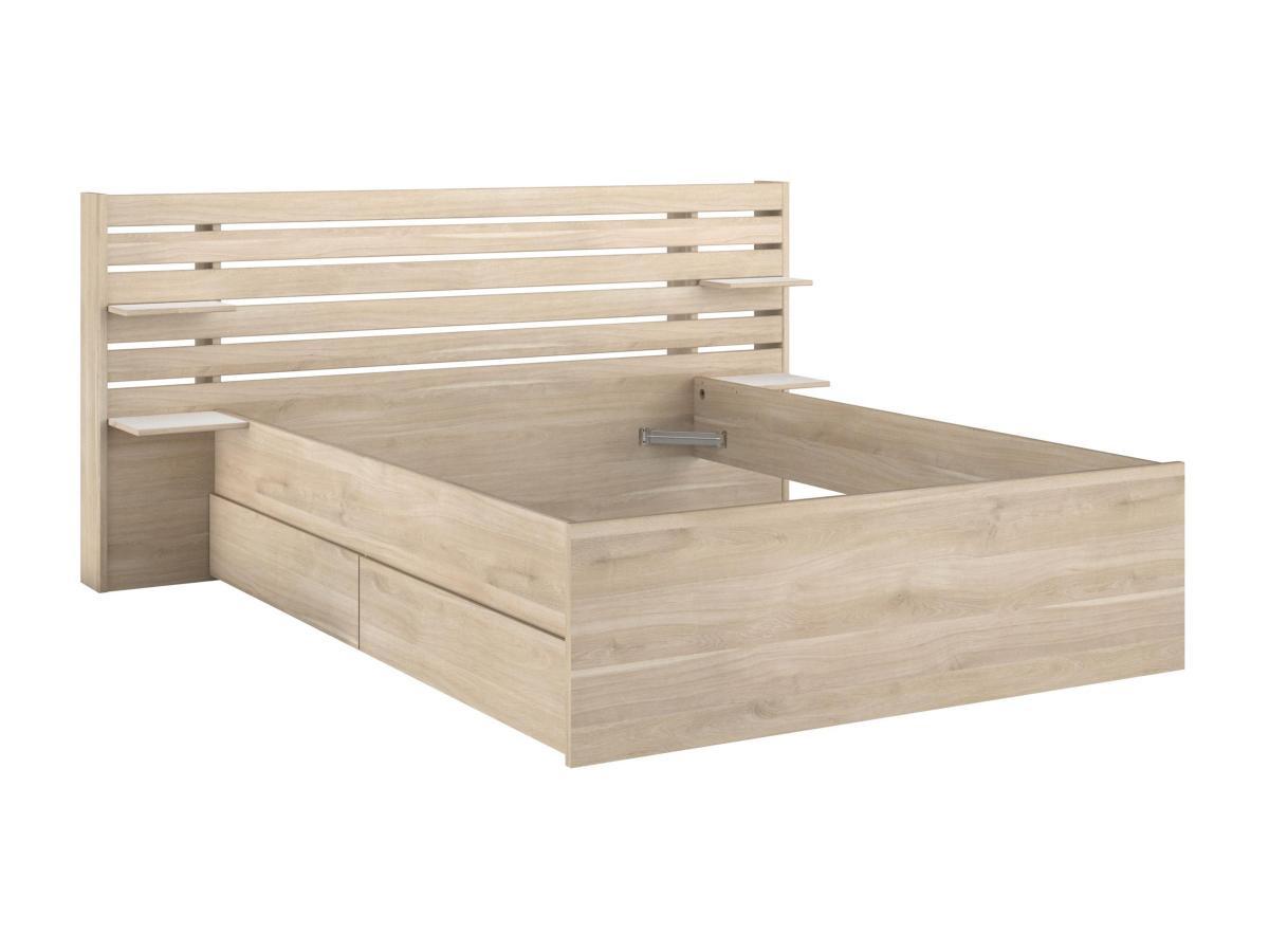 Vente-unique Bett mit Stauraum - 140 x 190/200 cm - Holzfarben - TENALIA II  