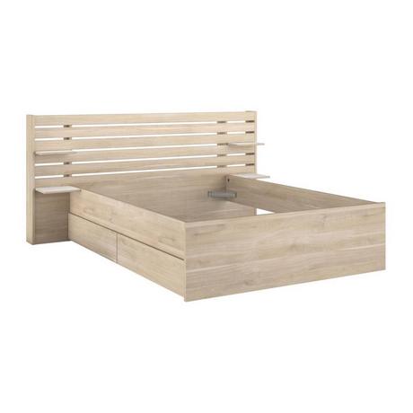 Vente-unique Bett mit Stauraum - 140 x 190/200 cm - Holzfarben - TENALIA II  