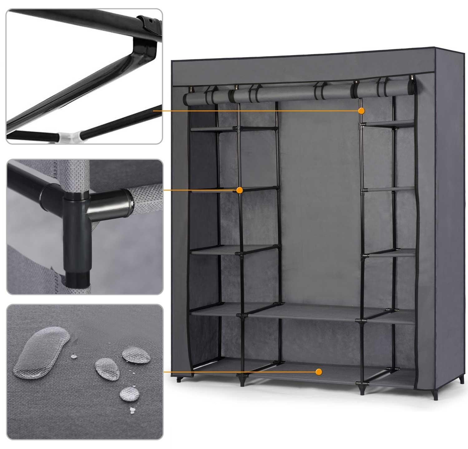 B2X Großer Textilschrank Massido – Graphitgrau  