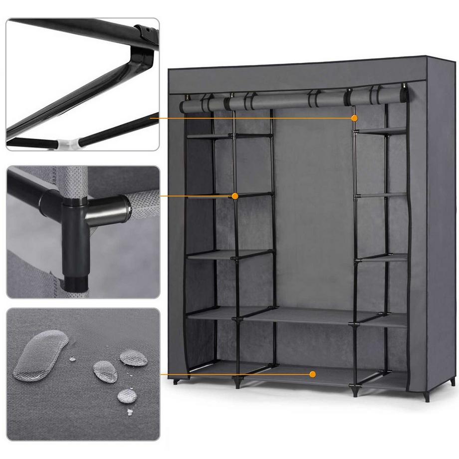 B2X Großer Textilschrank Massido – Graphitgrau  