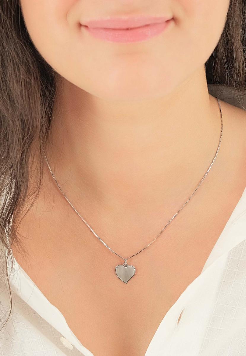 MUAU Schmuck  Pendentif coeur or blanc 750, 18x14mm 