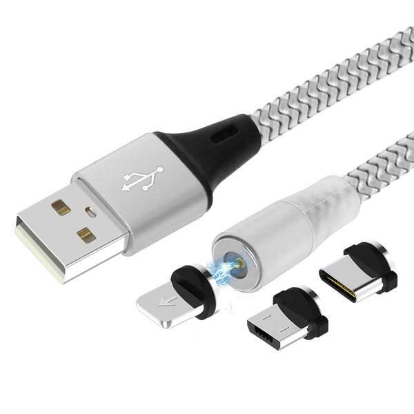 Avizar  Magnetisches 3-in-1 Kabel Silber 