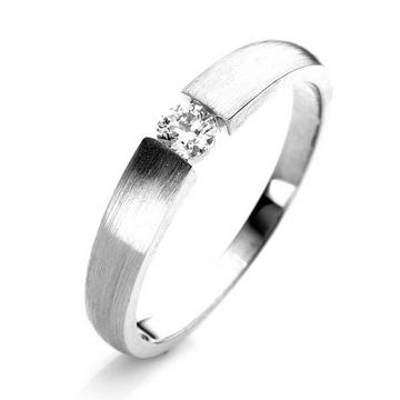 Solitär-Ring 585/14K Weissgold Diamant 0.1ct.